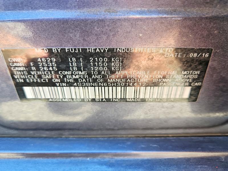62460236 :رقم المزاد ، 4S3BNEN65H3014412 vin ، 2017 Subaru Legacy مزاد بيع