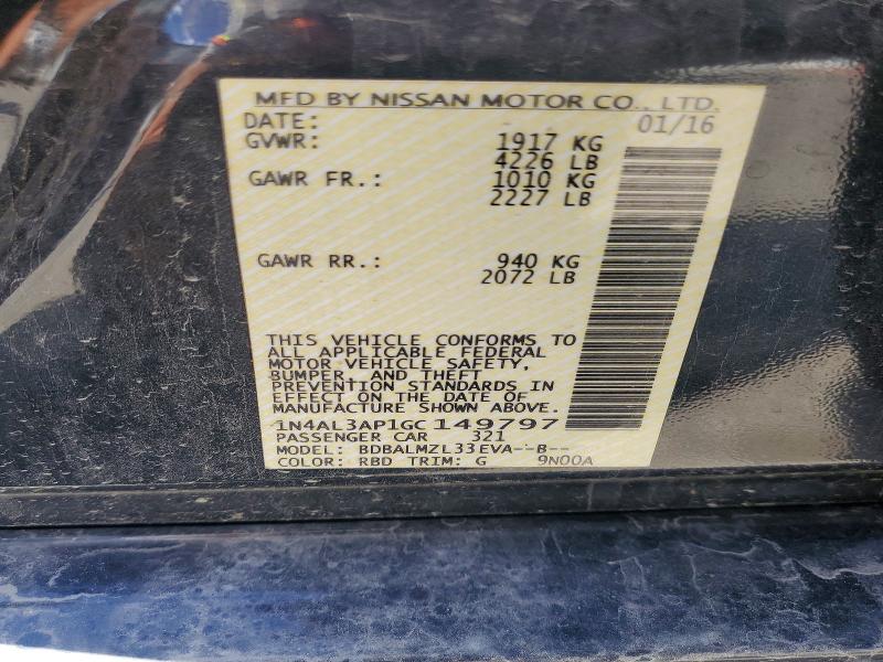 Продажа на аукционе авто 2016 Nissan Altima, vin: 1N4AL3AP1GC149797, номер лота: 60760736