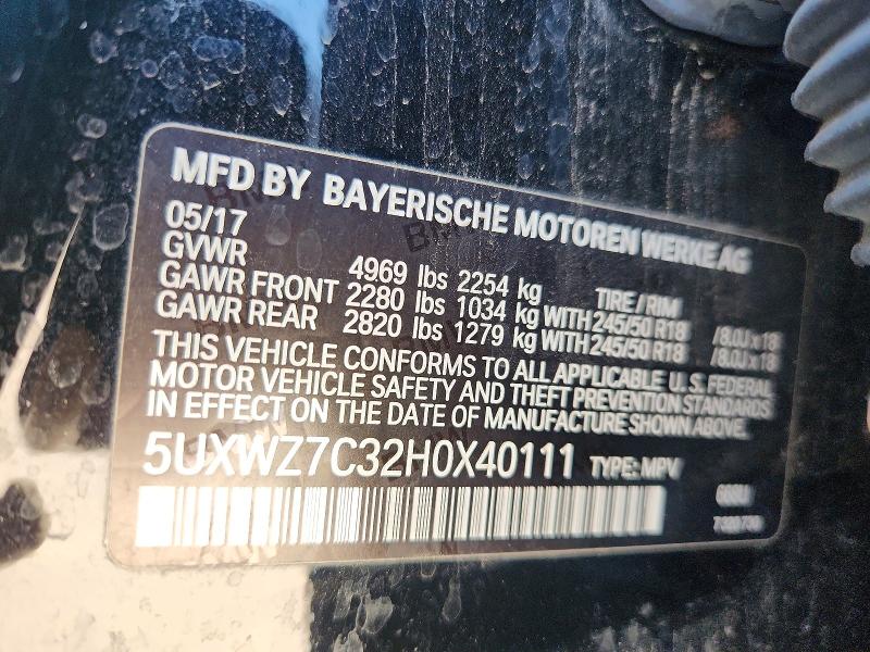 Продажа на аукционе авто 2017 Bmw X3, vin: 5UXWZ7C32H0X40111, номер лота: 59349676