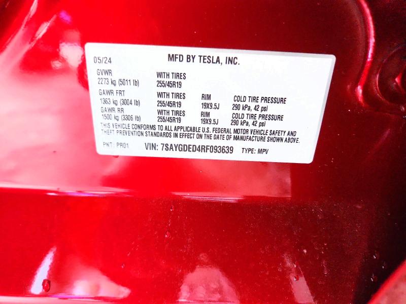 Продажа на аукционе авто 2024 Tesla Mdl S, vin: 7SAYGDED4RF093639, номер лота: 60377406