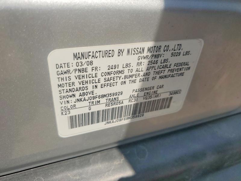 Продаж на аукціоні авто 2008 Infiniti Ex35, vin: JNKAJ09F68M359929, номер лоту: 62405846