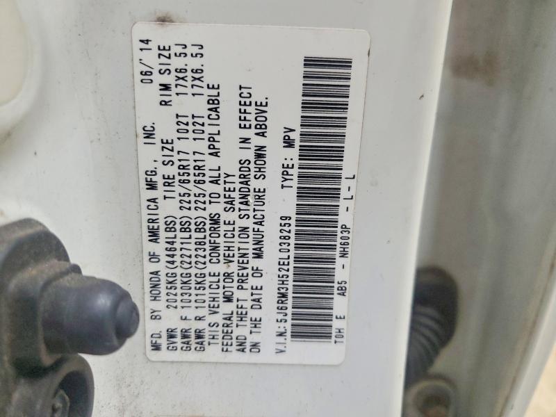 Продаж на аукціоні авто 2014 Honda Cr-v, vin: 5J6RM3H52EL038259, номер лоту: 59868276