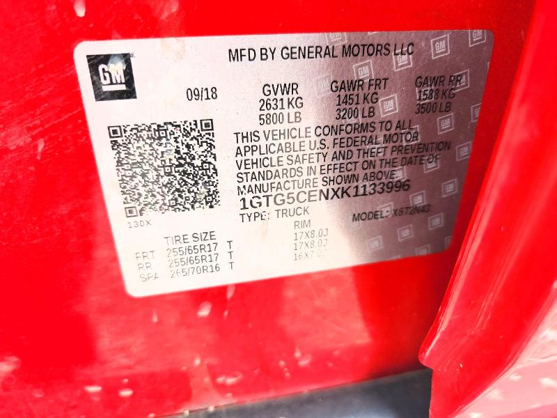 Продаж на аукціоні авто 2019 Gmc Canyon, vin: 1GTG5CENXK1133996, номер лоту: 61994996