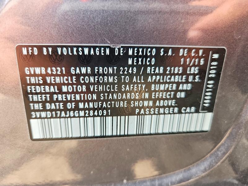 60665766 :رقم المزاد ، 3VWD17AJ6GM284091 vin ، 2016 Volkswagen Jetta مزاد بيع