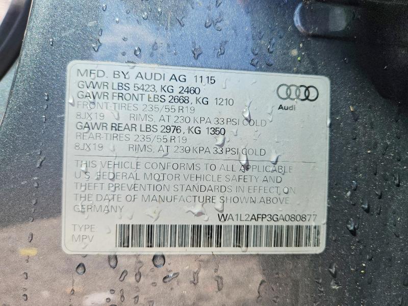 2016 Audi Q5 მანქანა იყიდება აუქციონზე, vin: WA1L2AFP3GA080877, აუქციონის ნომერი: 62412886