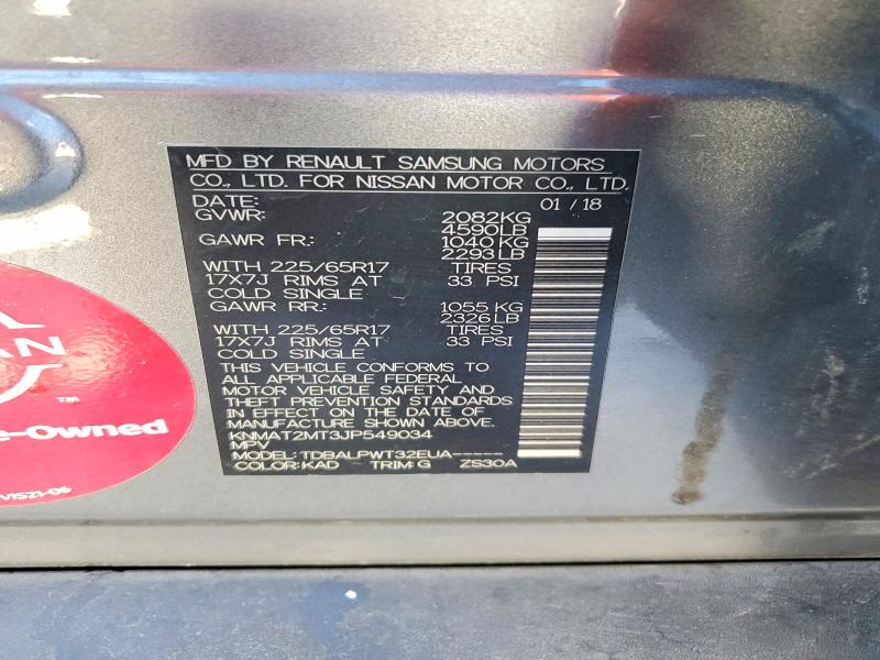 Aukcja sprzedaży 2018 Nissan Rogue, vin: KNMAT2MT3JP549034, numer aukcji: 60002966