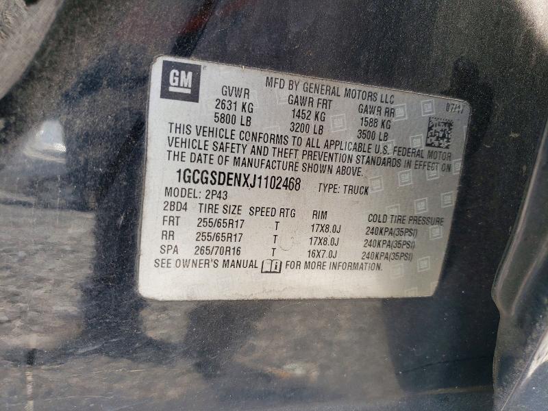 62096746 :رقم المزاد ، 1GCGSDENXJ1102468 vin ، 2018 Chevrolet Colorado مزاد بيع