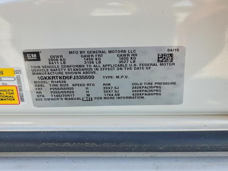 2015 Gmc Acadia მანქანა იყიდება აუქციონზე, vin: 1GKKRTKD6FJ335609, აუქციონის ნომერი: 59674536