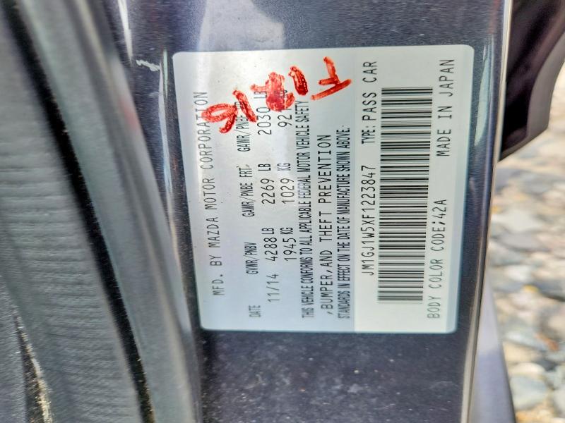 Продаж на аукціоні авто 2015 Mazda 6, vin: JM1GJ1W5XF1223847, номер лоту: 61989326