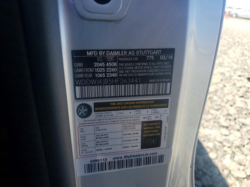 2017 Mercedes-benz C მანქანა იყიდება აუქციონზე, vin: WDDWJ4JB5HF363441, აუქციონის ნომერი: 61641956