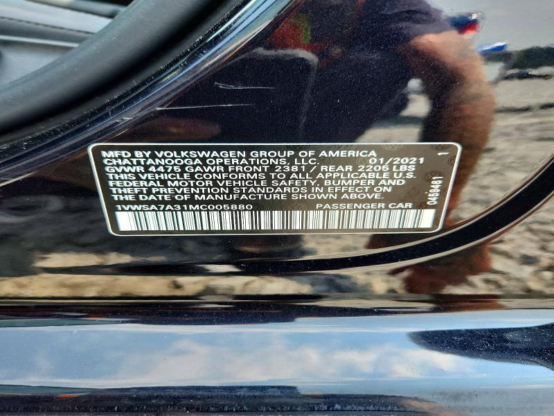 2021 Volkswagen Passat მანქანა იყიდება აუქციონზე, vin: 1VWSA7A31MC005880, აუქციონის ნომერი: 63192706