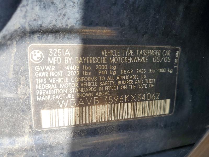 Aukcja sprzedaży 2006 Bmw 325, vin: WBAVB13596KX34062, numer aukcji: 59391386