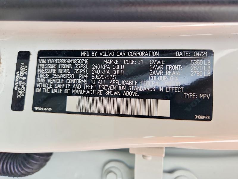 Продажа на аукционе авто 2021 Volvo Xc60, vin: YV4102RK4M1850716, номер лота: 61561636