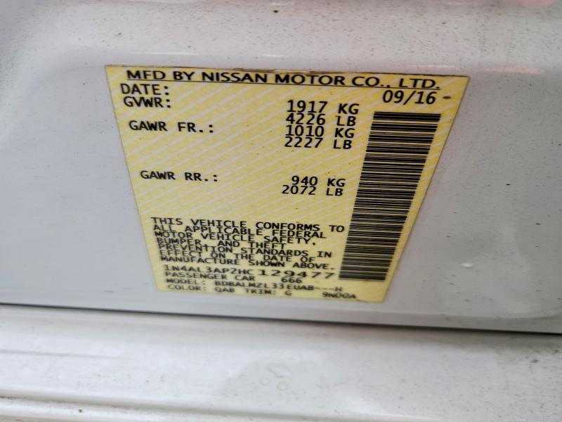 59979576 :رقم المزاد ، 1N4AL3AP2HC129477 vin ، 2017 Nissan Altima مزاد بيع