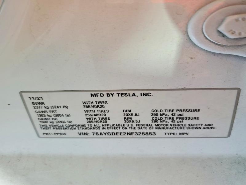 Aukcja sprzedaży 2022 Tesla Model Y, vin: 7SAYGDEE2NF325853, numer aukcji: 62664596
