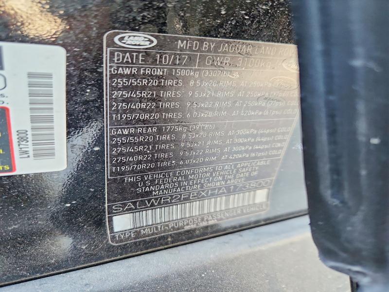 62959716 :رقم المزاد ، SALWR2FEXHA173800 vin ، 2017 Land Rover Range Rover Sport مزاد بيع