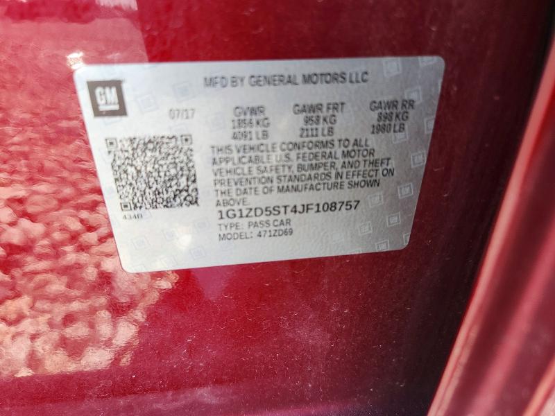 59094226 :رقم المزاد ، 1G1ZD5ST4JF108757 vin ، 2018 Chevrolet Malibu مزاد بيع