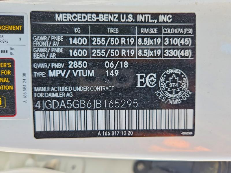 60988366 :رقم المزاد ، 4JGDA5GB6JB165295 vin ، 2018 Mercedes-benz Gle مزاد بيع