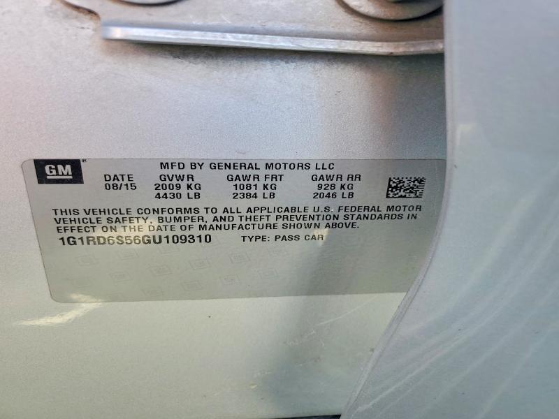 2016 Chevrolet Volt მანქანა იყიდება აუქციონზე, vin: 1G1RD6S56GU109310, აუქციონის ნომერი: 62908896