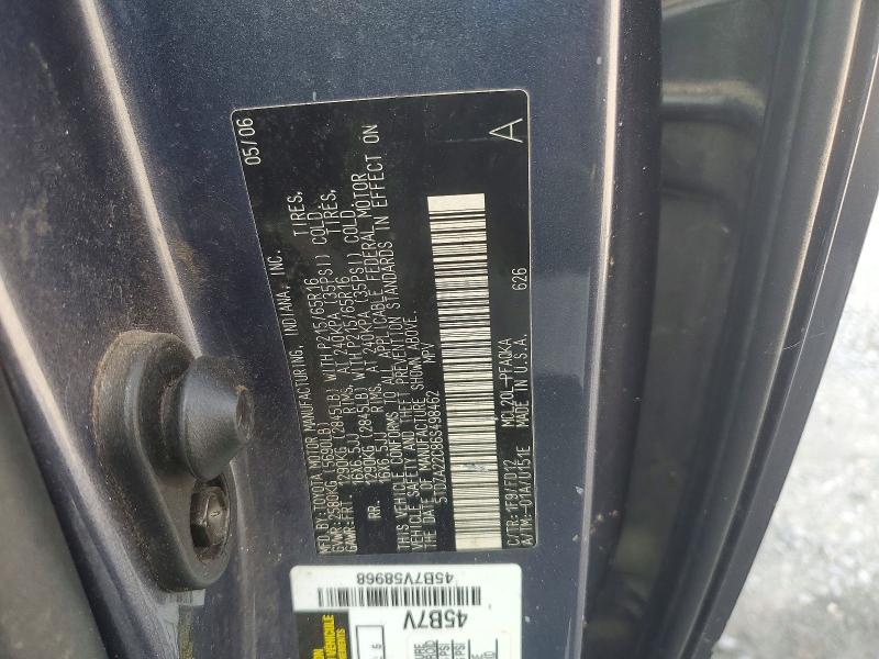 Продажа на аукционе авто 2006 Toyota Sienna, vin: 5TDZA22C86S498462, номер лота: 61985246