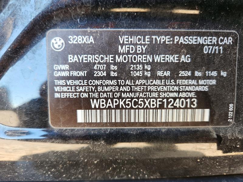 Aukcja sprzedaży 2011 Bmw 328, vin: WBAPK5C5XBF124013, numer aukcji: 62421946