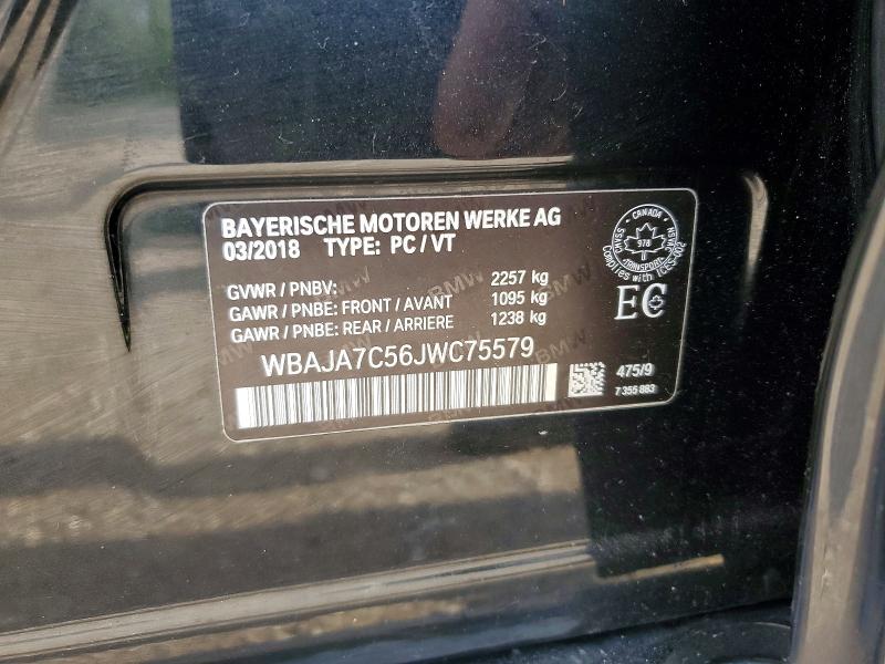 Aukcja sprzedaży 2018 Bmw 530, vin: WBAJA7C56JWC75579, numer aukcji: 76294505