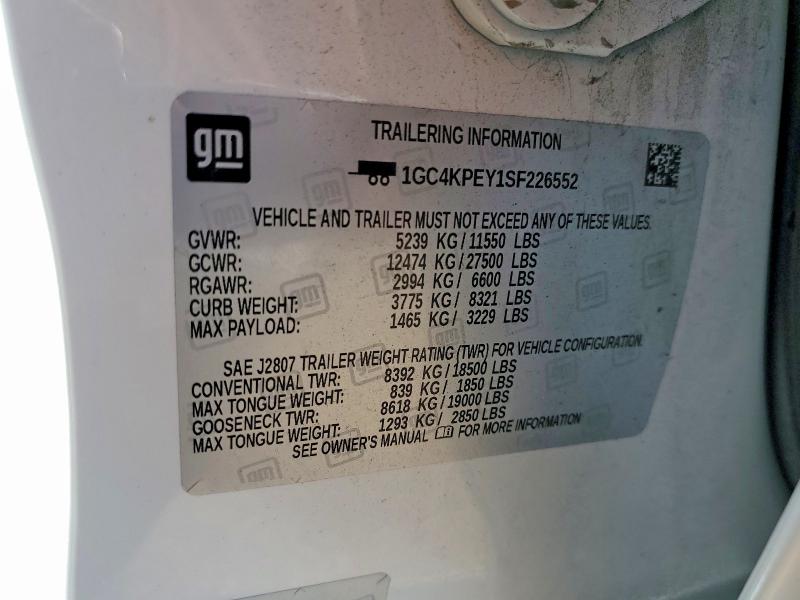 62254876 :رقم المزاد ، 1GC4KPEY1SF226552 vin ، 2025 Chevrolet Silverado مزاد بيع
