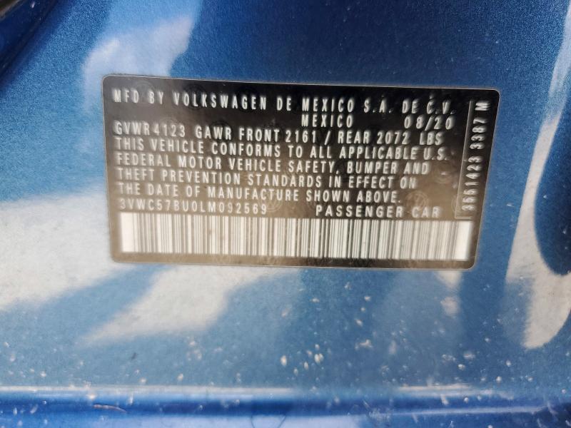 60322746 :رقم المزاد ، 3VWC57BU0LM092569 vin ، 2020 Volkswagen Jetta مزاد بيع