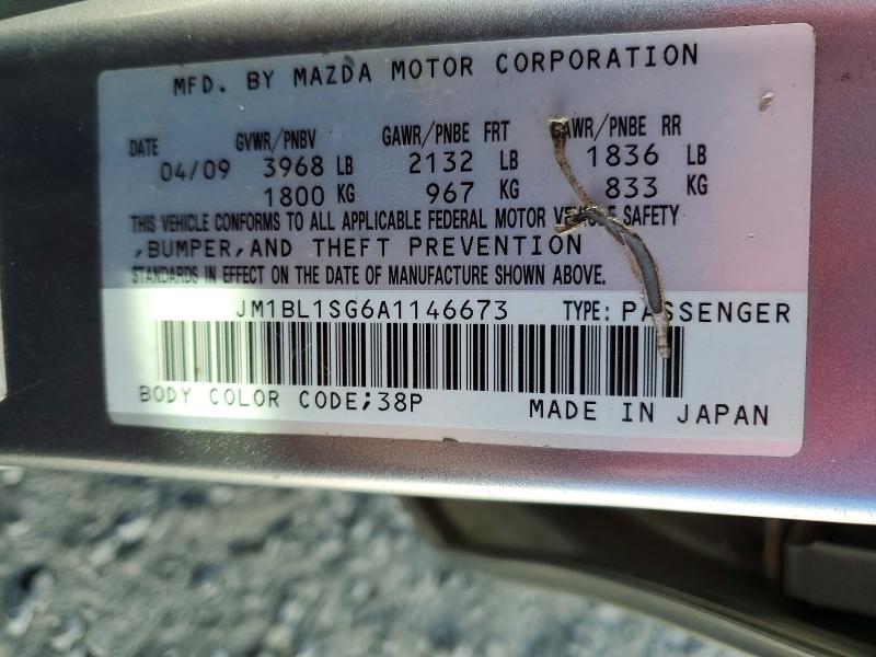 60661616 :رقم المزاد ، JM1BL1SG6A1146673 vin ، 2010 Mazda 3 مزاد بيع