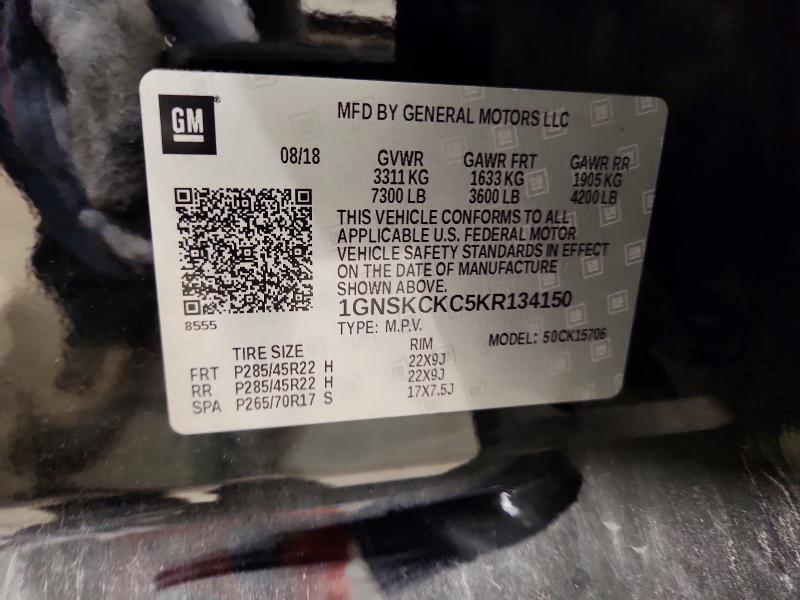 Aukcja sprzedaży 2019 Chevrolet Tahoe, vin: 1GNSKCKC5KR134150, numer aukcji: 59988516