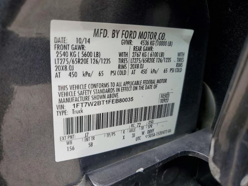 Aukcja sprzedaży 2015 Ford F250, vin: 1FT7W2BT1FEB80035, numer aukcji: 60278466