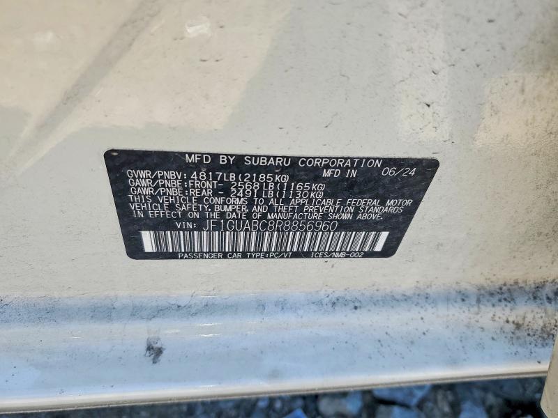 61989626 :رقم المزاد ، JF1GUABC8R8856960 vin ، 2024 Subaru Impreza مزاد بيع
