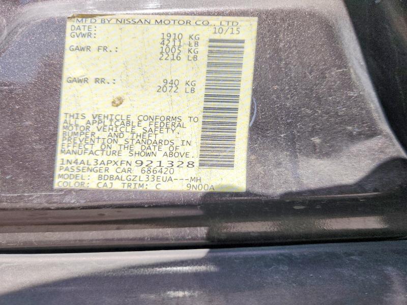 62101096 :رقم المزاد ، 1N4AL3APXFN921328 vin ، 2015 Nissan Altima مزاد بيع