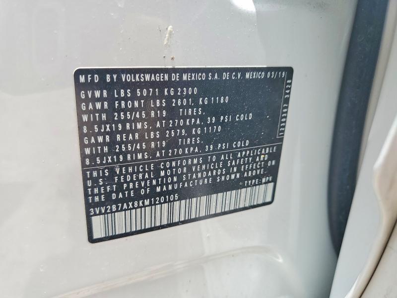Aukcja sprzedaży 2019 Volkswagen Tiguan, vin: 3VV2B7AX8KM120105, numer aukcji: 61139976