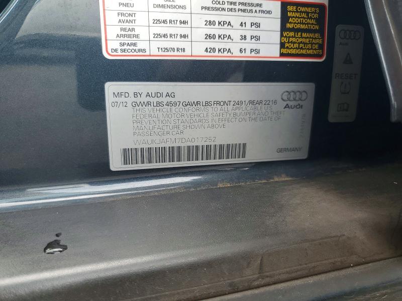 Aukcja sprzedaży 2013 Audi A3, vin: WAUKJAFM7DA017252, numer aukcji: 62236176