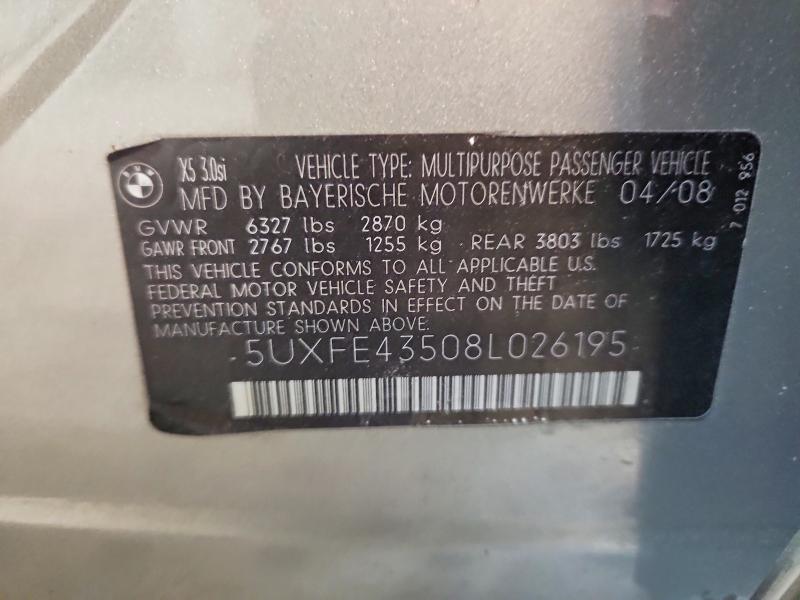 59111106 :رقم المزاد ، 5UXFE43508L026195 vin ، 2008 Bmw X5 مزاد بيع