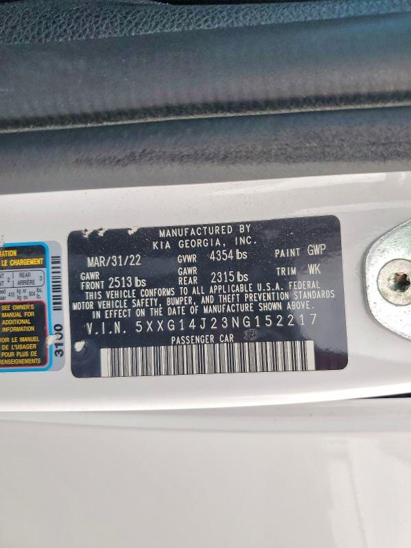 Продаж на аукціоні авто 2022 Kia K5, vin: 5XXG14J23NG152217, номер лоту: 59306706