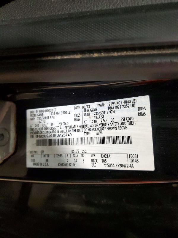 Aukcja sprzedaży 2014 Ford Escape, vin: 1FMCU9J91EUA23740, numer aukcji: 62039216
