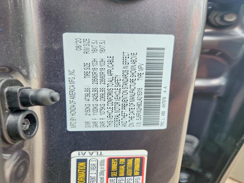 Aukcja sprzedaży 2020 Honda Cr-v, vin: 5J6RW2H80LA016316, numer aukcji: 59811826
