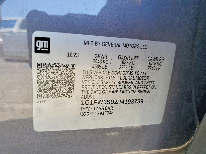61699336 :رقم المزاد ، 1G1FW6S02P4193739 vin ، 2023 Chevrolet Bolt Ev مزاد بيع