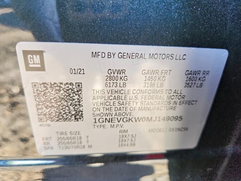 Продаж на аукціоні авто 2021 Chevrolet Traverse, vin: 1GNEVGKW0MJ149095, номер лоту: 60165896