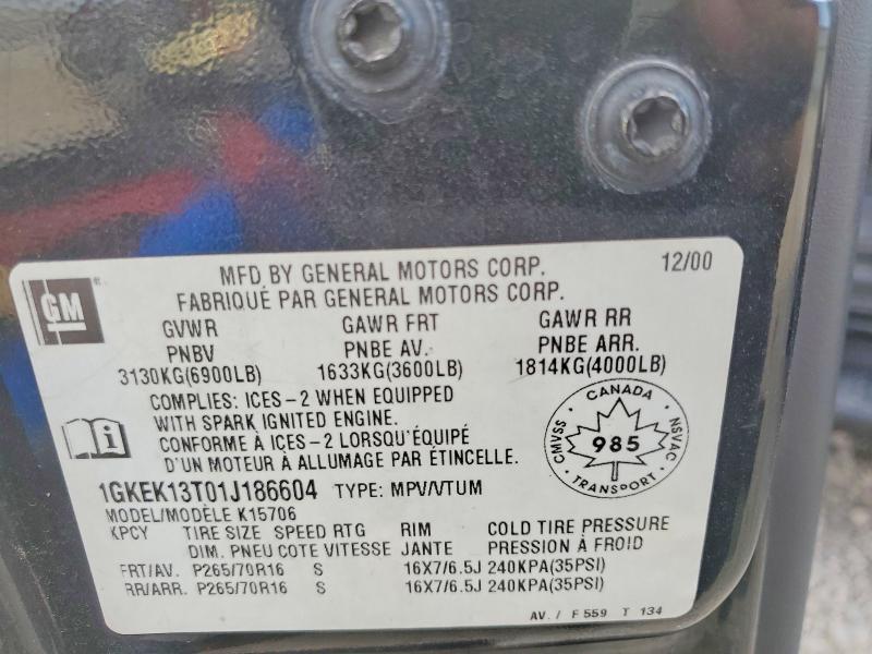 Продаж на аукціоні авто 2001 Gmc Yukon, vin: 1GKEK13T01J186604, номер лоту: 60467316