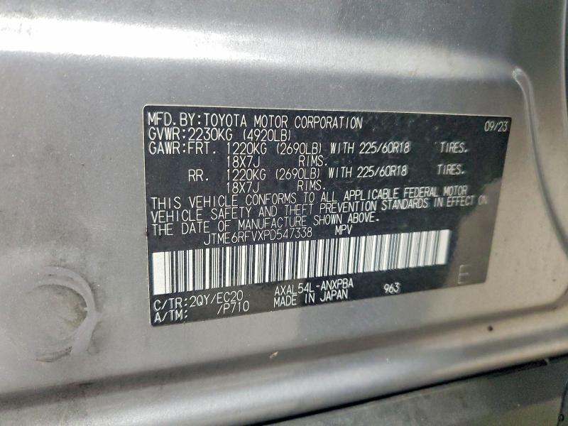 60655646 :رقم المزاد ، JTME6RFVXPD547338 vin ، 2023 Toyota Rav4 مزاد بيع