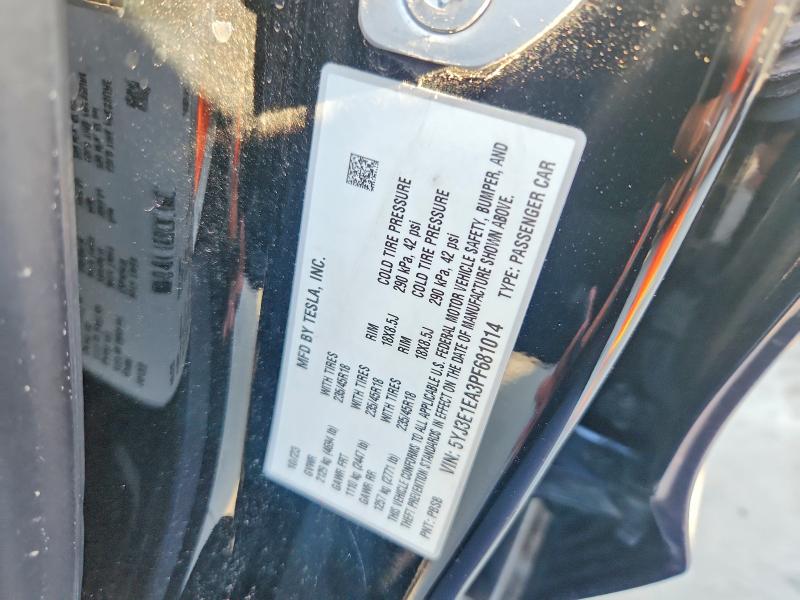 Продаж на аукціоні авто 2023 Tesla Model 3, vin: 5YJ3E1EA3PF681014, номер лоту: 62705976