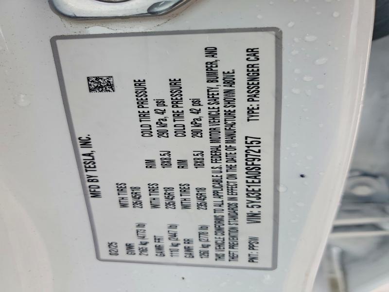 Aukcja sprzedaży 2025 Tesla Model 3, vin: 5YJ3E1EA0SF972157, numer aukcji: 61137496