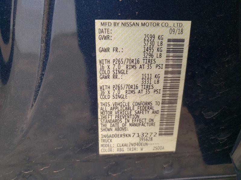 Aukcja sprzedaży 2019 Nissan Frontier, vin: 1N6AD0ER9KN713272, numer aukcji: 62274236