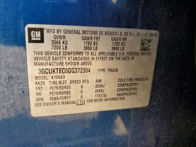 Продаж на аукціоні авто 2016 Chevrolet Silverado, vin: 3GCUKTEC6GG372304, номер лоту: 61875176