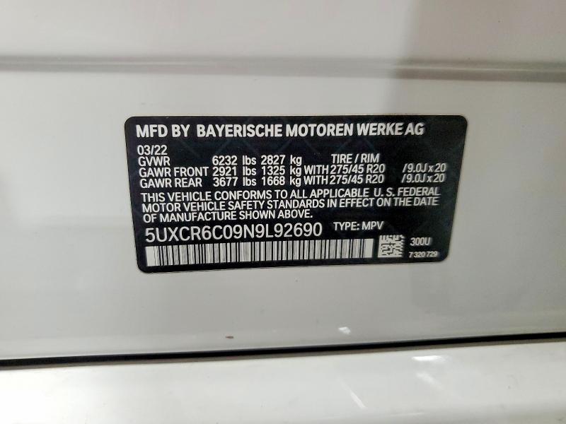 Aukcja sprzedaży 2022 Bmw X5, vin: 5UXCR6C09N9L92690, numer aukcji: 60857516