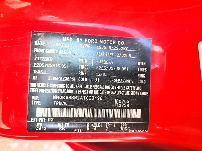 Продаж на аукціоні авто 2010 Ford Transit Connect, vin: NM0KS9BN2AT033496, номер лоту: 61035076