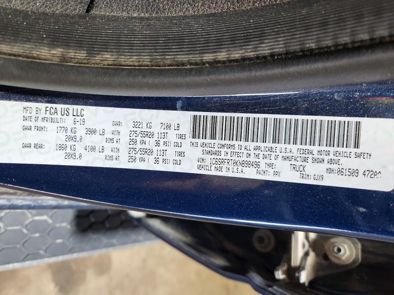 59886716 :رقم المزاد ، 1C6SRFRT0KN898496 vin ، 2019 Ram 1500 مزاد بيع